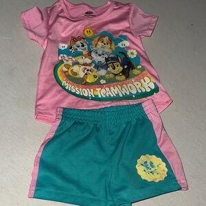 Kids Size 2T Nickelodeon Pink and Teal Paw Patrol Outfit